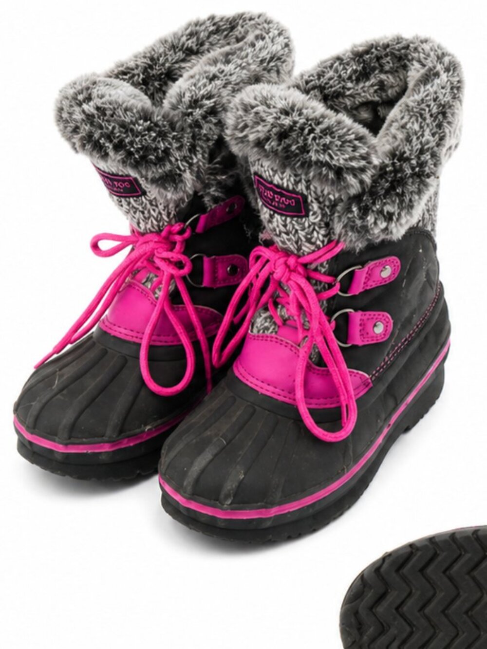 London Fog Girls Winter Snow Boots | Pink & Black | Toddler